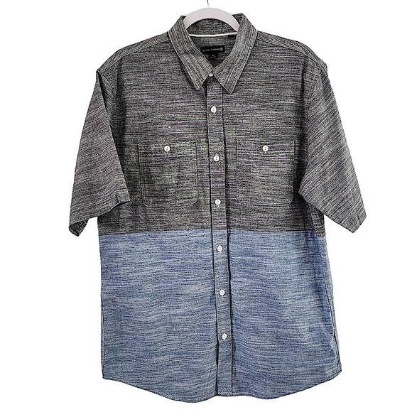 Ocean Current Gray and Blue Color Block Short Sleeve Shirt Size XL - Picture 1 of 7
